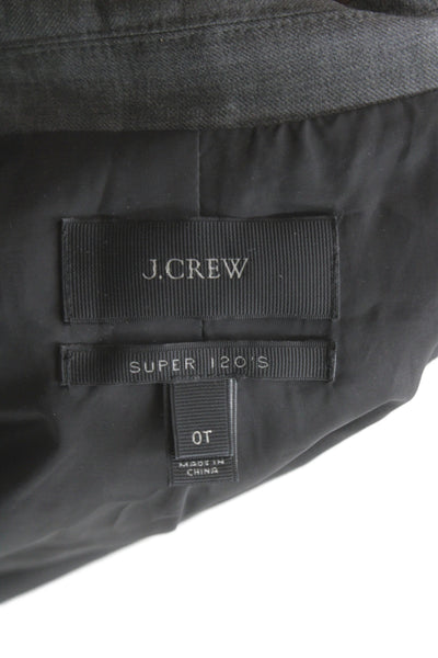 J Crew Womens 2 Piece Wool Gray Suit Button Long Sleeve Size 0