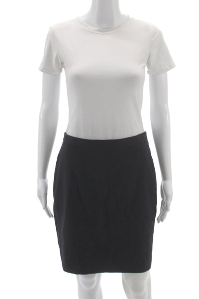 J Crew Womens Dark Blue Wool Striped Straight Pencil Skirt Size 4P