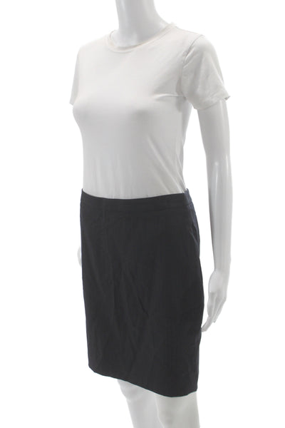 J Crew Womens Dark Blue Wool Striped Straight Pencil Skirt Size 4P