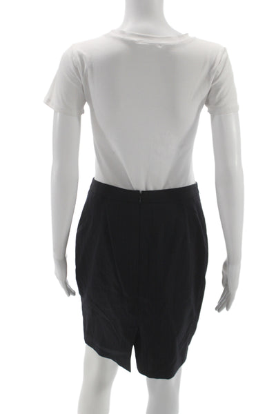 J Crew Womens Dark Blue Wool Striped Straight Pencil Skirt Size 4P