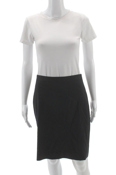J Crew Women Straight Pencil Wool Skirt Black Size 2