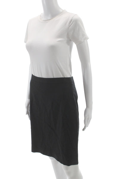 J Crew Women Straight Pencil Wool Skirt Black Size 2