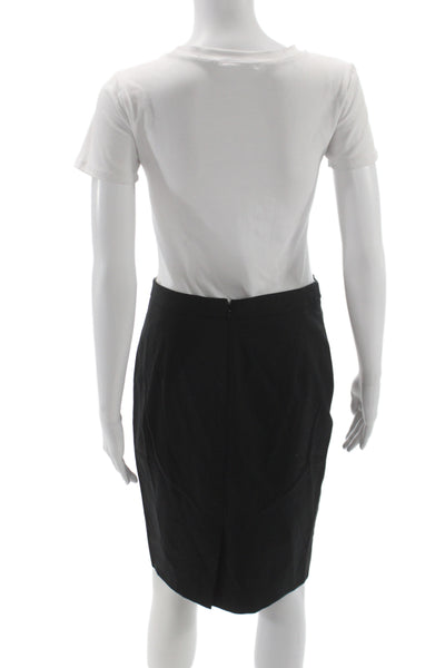 J Crew Women Straight Pencil Wool Skirt Black Size 2