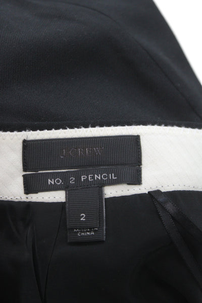 J Crew Women Straight Pencil Wool Skirt Black Size 2