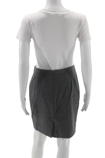 J Crew Women Straight Pencil Wool Knee Length Skirt Dark Gray Size 4P