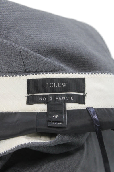 J Crew Women Straight Pencil Wool Knee Length Skirt Dark Gray Size 4P