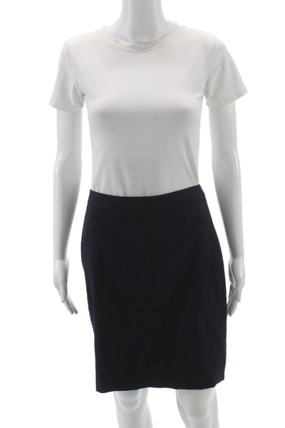 J Crew Womens Straight Pencil Wool Skirt Dark Blue Size 4P