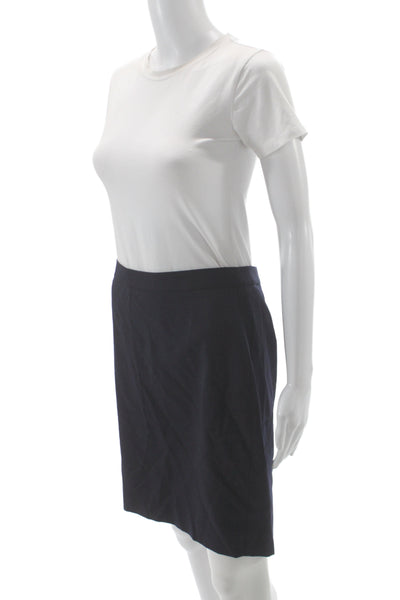 J Crew Womens Straight Pencil Wool Skirt Dark Blue Size 4P