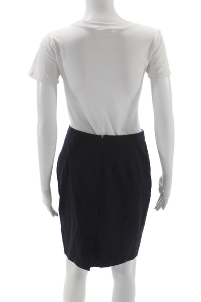 J Crew Womens Straight Pencil Wool Skirt Dark Blue Size 4P