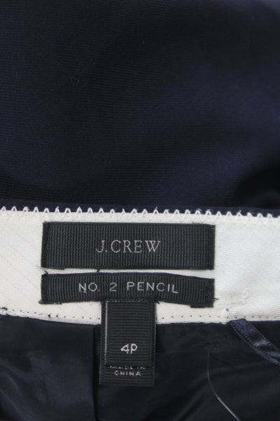 J Crew Womens Straight Pencil Wool Skirt Dark Blue Size 4P