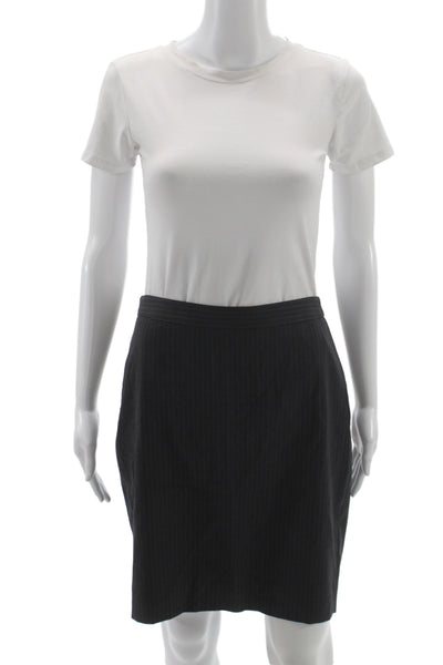 J Crew Womens Straight Pencil Skirt Dark Gray Wool Striped Size 4P