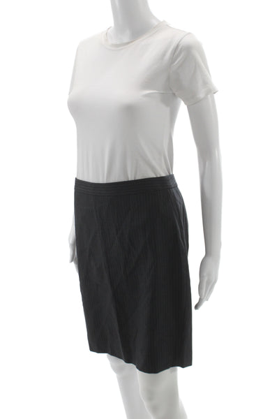 J Crew Womens Straight Pencil Skirt Dark Gray Wool Striped Size 4P