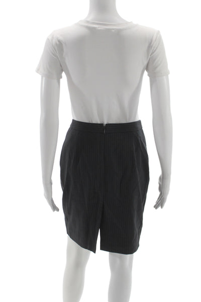 J Crew Womens Straight Pencil Skirt Dark Gray Wool Striped Size 4P