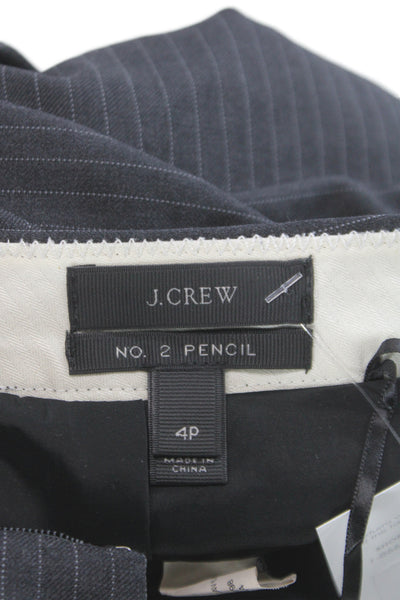 J Crew Womens Straight Pencil Skirt Dark Gray Wool Striped Size 4P