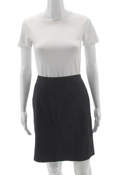 J Crew Womens Wool A-Line Straight Pencil Skirt Knee Length Black Size 4P