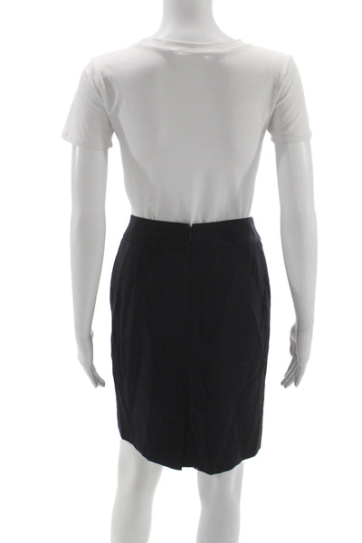 J Crew Womens Wool A-Line Straight Pencil Skirt Knee Length Black Size 4P