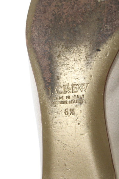 J Crew Women's Round Toe Embellish Slip-On Ballet Flat Shoes Beige Size 6.5