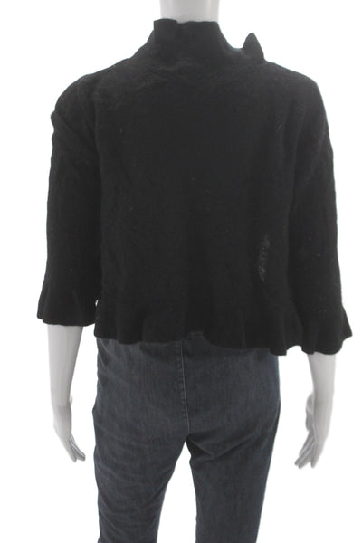 360 Cashmere Women Cardigan Sweater Black 3/4 Sleeve Size S