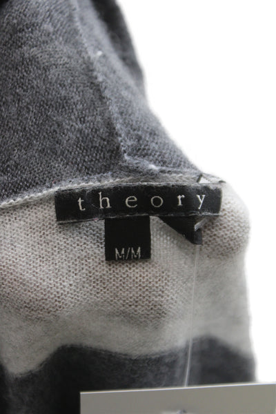 Theory Unisex Dark Gray Merino Wool Striped Cardigan Long Sleeve Size M