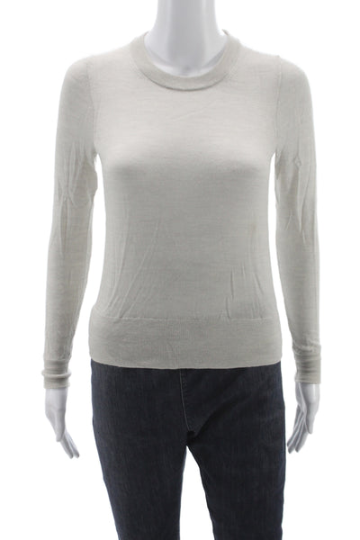 J Crew Unisex Pullover Sweater Beige Merino Wool Crew Neck Long Sleeve Size 2XS