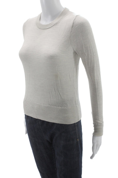 J Crew Unisex Pullover Sweater Beige Merino Wool Crew Neck Long Sleeve Size 2XS
