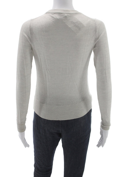 J Crew Unisex Pullover Sweater Beige Merino Wool Crew Neck Long Sleeve Size 2XS