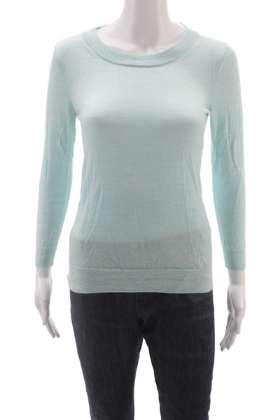 J Crew Women Pullover Merino Wool Light Blue Crew Neck Size PS