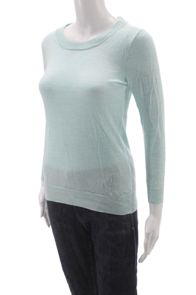 J Crew Women Pullover Merino Wool Light Blue Crew Neck Size PS
