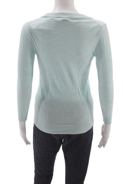 J Crew Women Pullover Merino Wool Light Blue Crew Neck Size PS