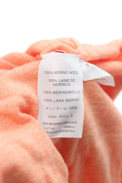 J Crew Womens Basic Orange 100% Cashmere Crew Neck 3/4 Sleeve Sweater Size XS