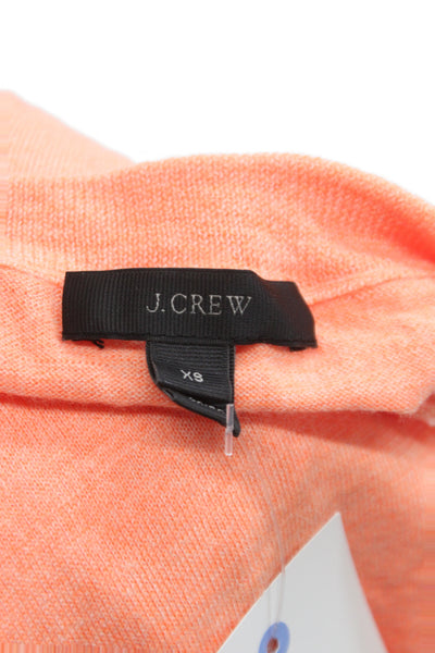 J Crew Womens Basic Orange 100% Cashmere Crew Neck 3/4 Sleeve Sweater Size XS