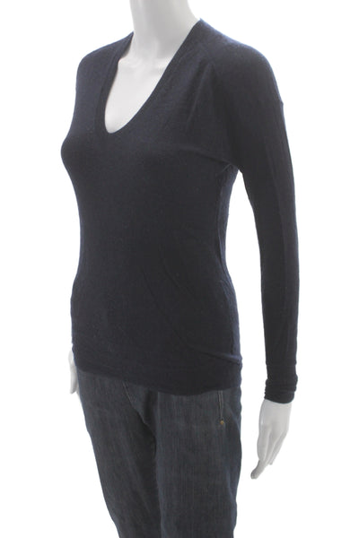 J Crew Collection Women Pullover Cashmere V-Neck Dark Blue Size 2XS