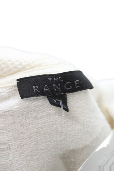 The Range Womens Henley Hoodie White Cotton Button Long Sleeve Size XS