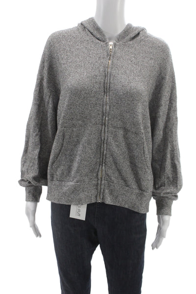 Monrow Womens Full-Zip Hoodie Gray Size XL