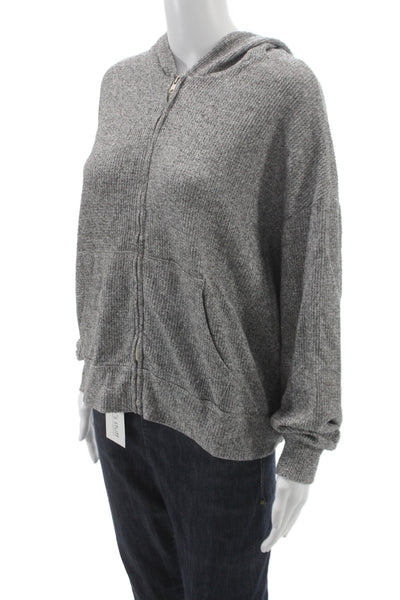 Monrow Womens Full-Zip Hoodie Gray Size XL