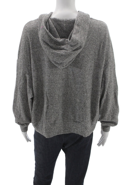 Monrow Womens Full-Zip Hoodie Gray Size XL