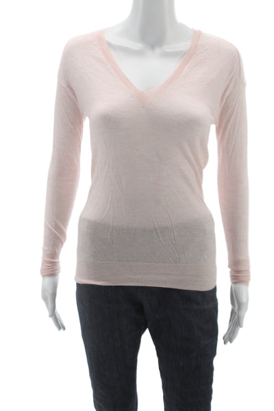 J Crew Collection Women V-Neck Cashmere Sweater Long Sleeve Pink Size 3XS