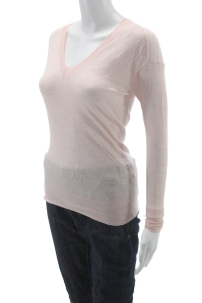 J Crew Collection Women V-Neck Cashmere Sweater Long Sleeve Pink Size 3XS