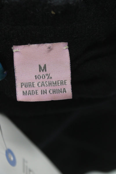Co-Op Womens Cashmere Mock Neck Cardigan Black Button Long Sleeve Size M