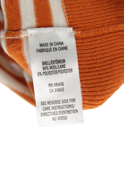 Theory Womens Orange Striped Pullover Sweater Long Sleeve 94% Wool Size S