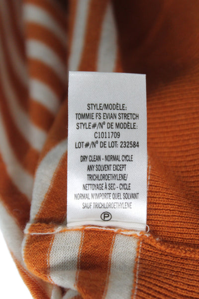 Theory Womens Orange Striped Pullover Sweater Long Sleeve 94% Wool Size S