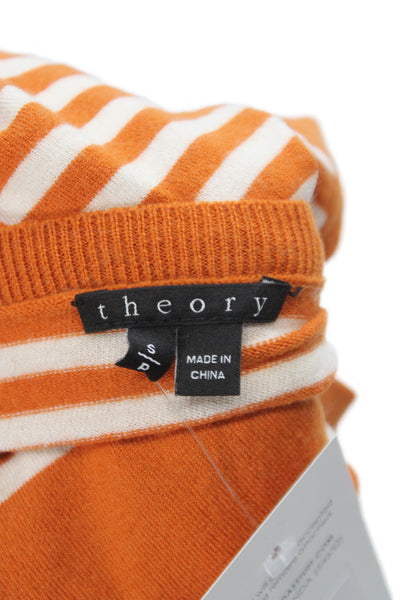 Theory Womens Orange Striped Pullover Sweater Long Sleeve 94% Wool Size S