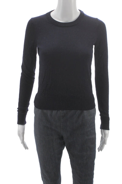 J Crew Womens Cashmere Pullover Sweater Dark Blue Crew Neck Size 2XS