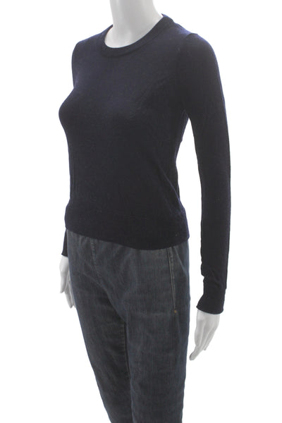J Crew Womens Cashmere Pullover Sweater Dark Blue Crew Neck Size 2XS