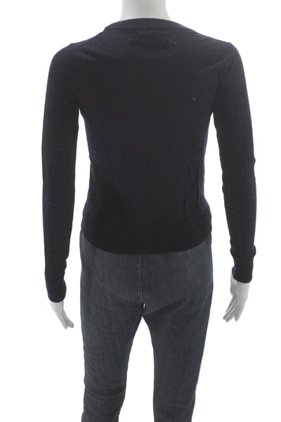 J Crew Womens Cashmere Pullover Sweater Dark Blue Crew Neck Size 2XS