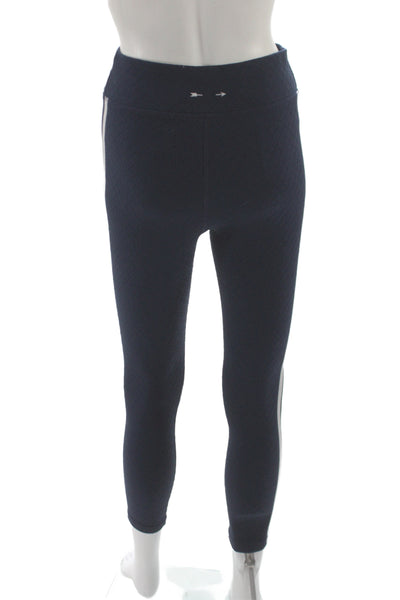 The Upside Women Ankle Geometric Leggings Dark Blue Polyester Sports Size 6