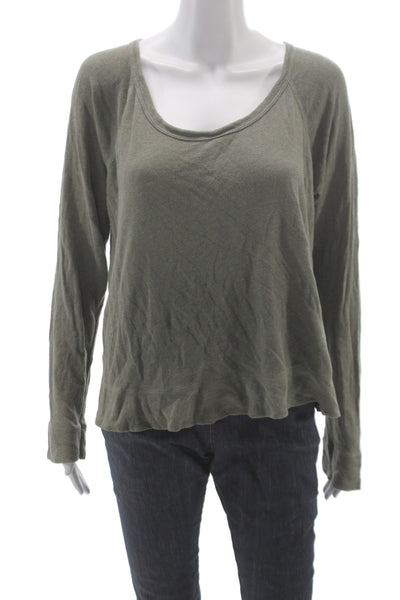 Standard James Perse Womens Jersey T-Shirt Green Long Sleeve Size 3