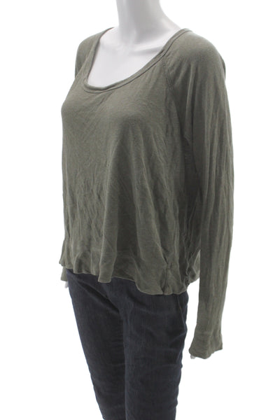 Standard James Perse Womens Jersey T-Shirt Green Long Sleeve Size 3