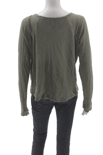 Standard James Perse Womens Jersey T-Shirt Green Long Sleeve Size 3