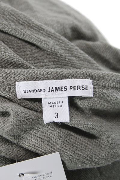 Standard James Perse Womens Jersey T-Shirt Green Long Sleeve Size 3